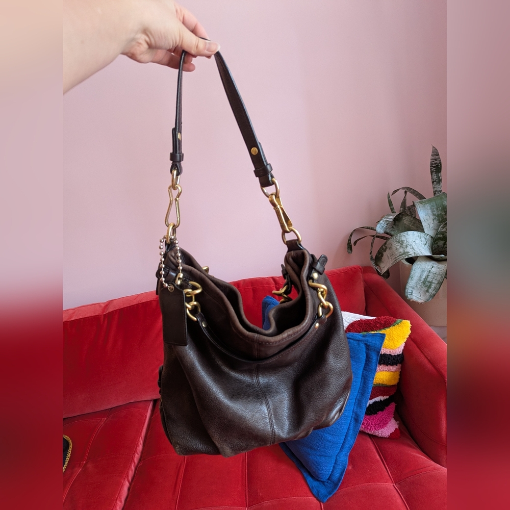 Vintage Coach Brown Leather Shoulder Bag
